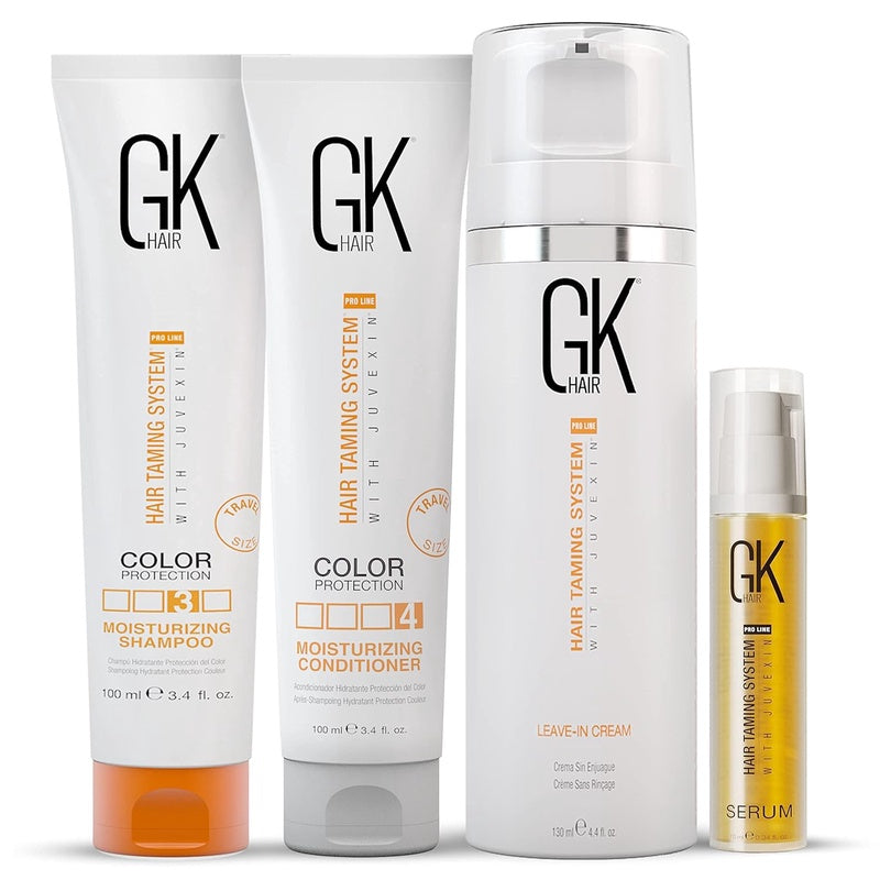 GK HAIR Global Keratin Moisturizing Shampoo and Conditioner 100ml Set Leave in Conditioner Cream 130ml Argon Oil Hair Serum 50ml For Frizz Control